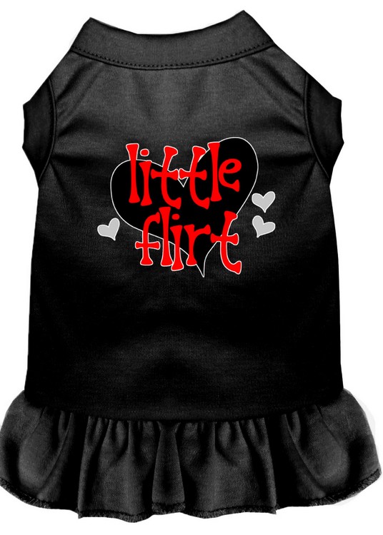 Little Flirt Screen Print Dog Dress Black Sm